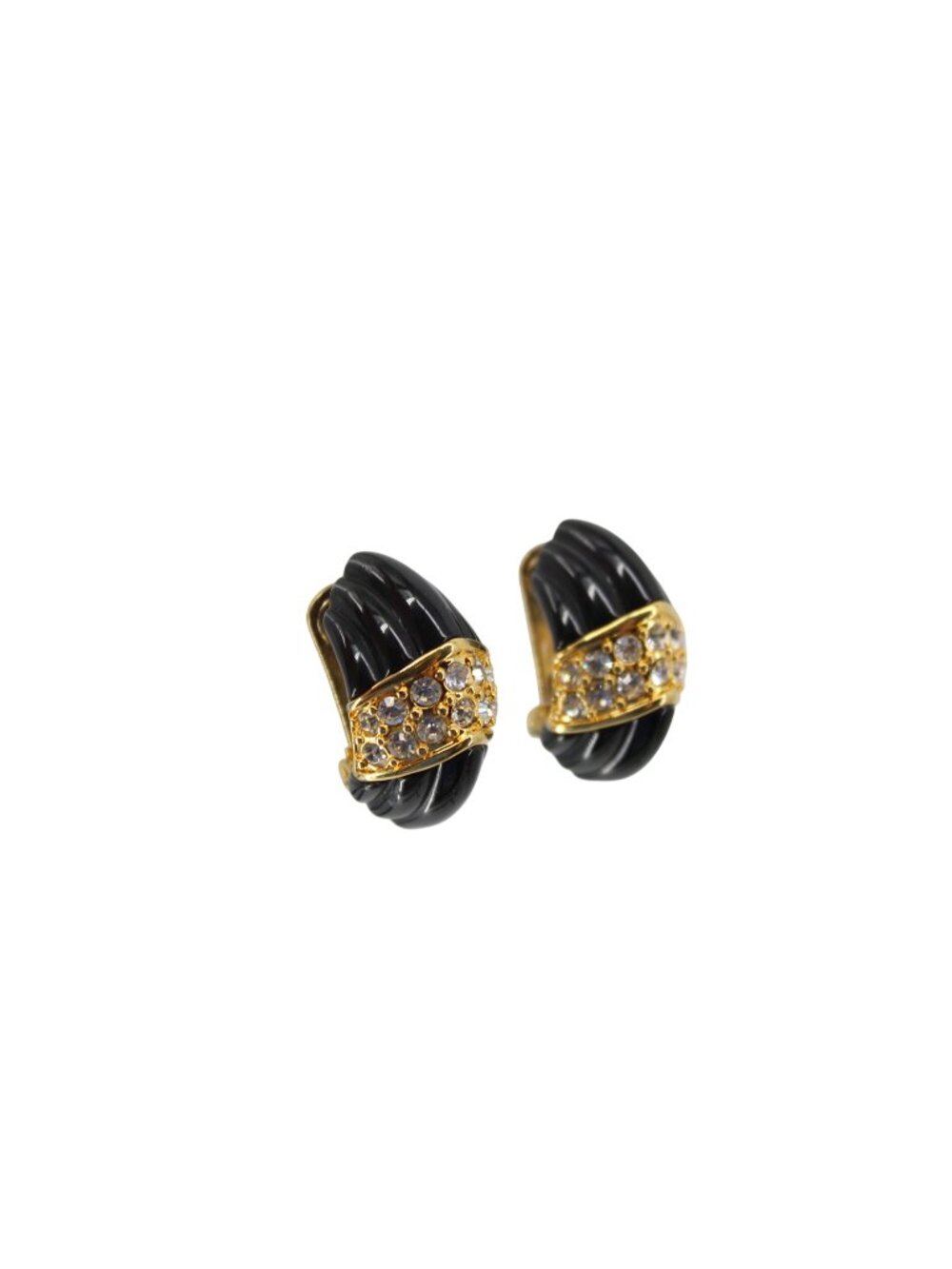 KJL Kenneth Jay Lane Black Clip On Earrings Crystal 94502